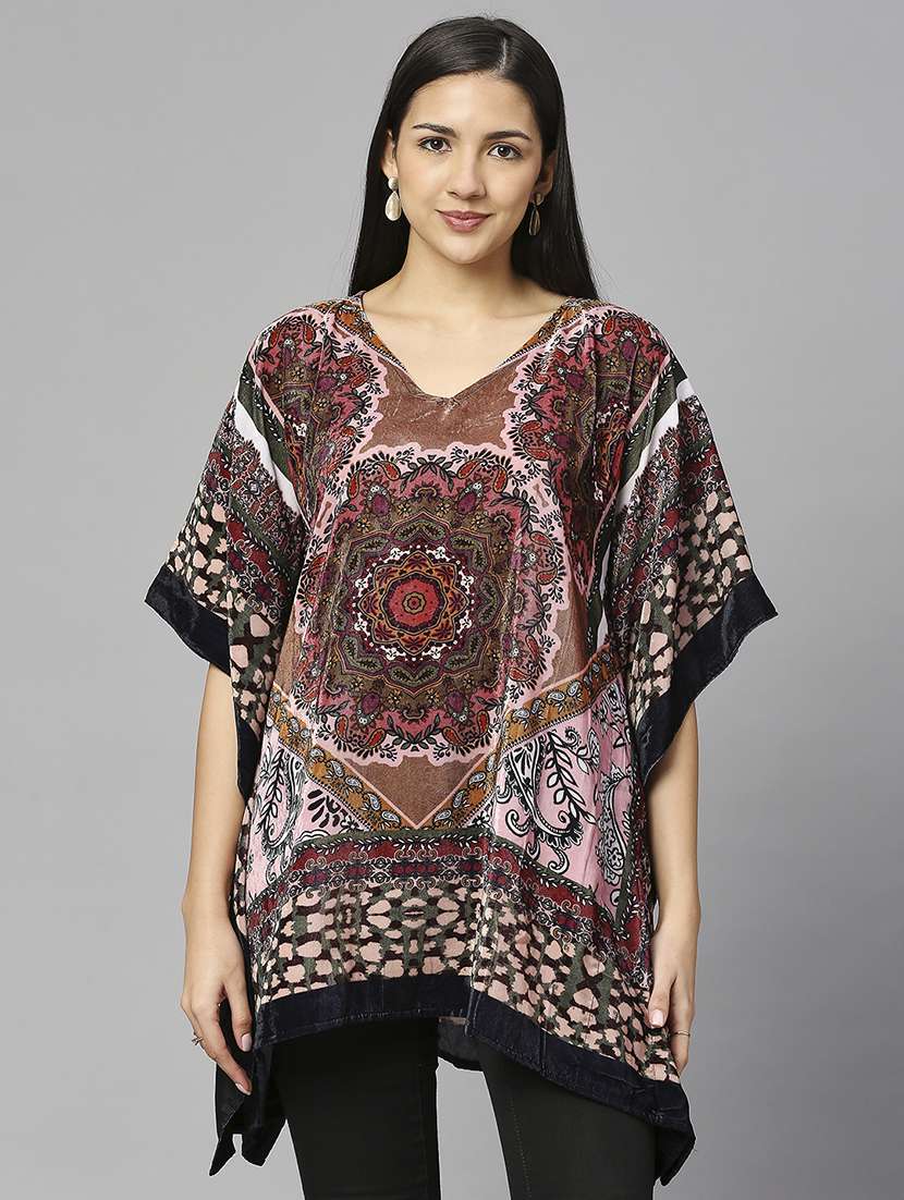 women printed relaxed fit kaftan tunic