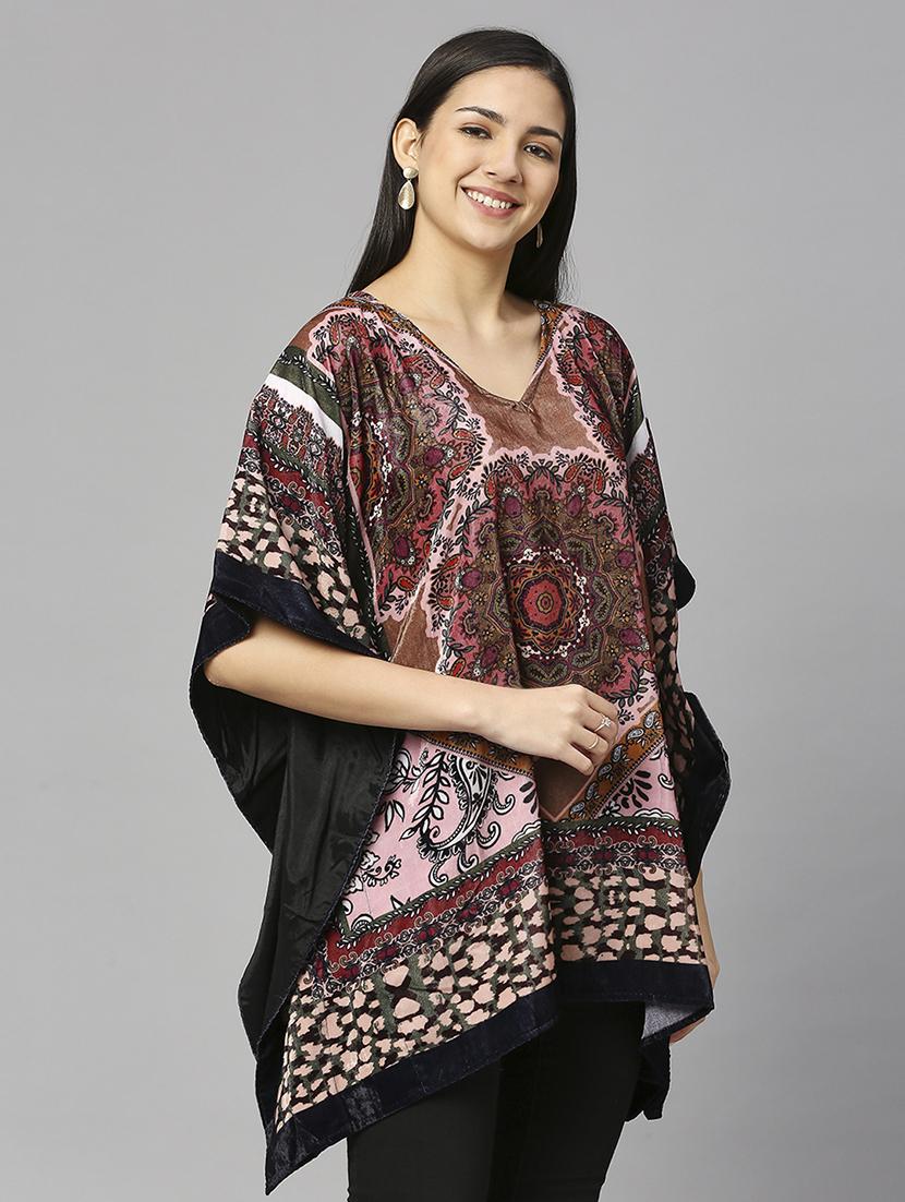 women printed relaxed fit kaftan tunic - 21662008 - Standard Image - 1