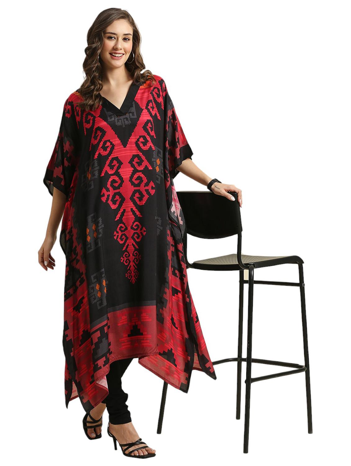 women printed kimono sleeves kaftan kurta - 21662009 - Standard Image - 4