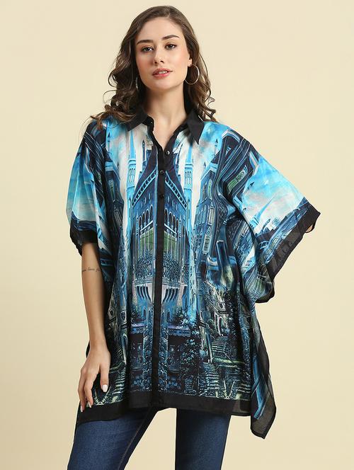 women blue printed kaftan tops - 21662011 -  Standard Image - 0