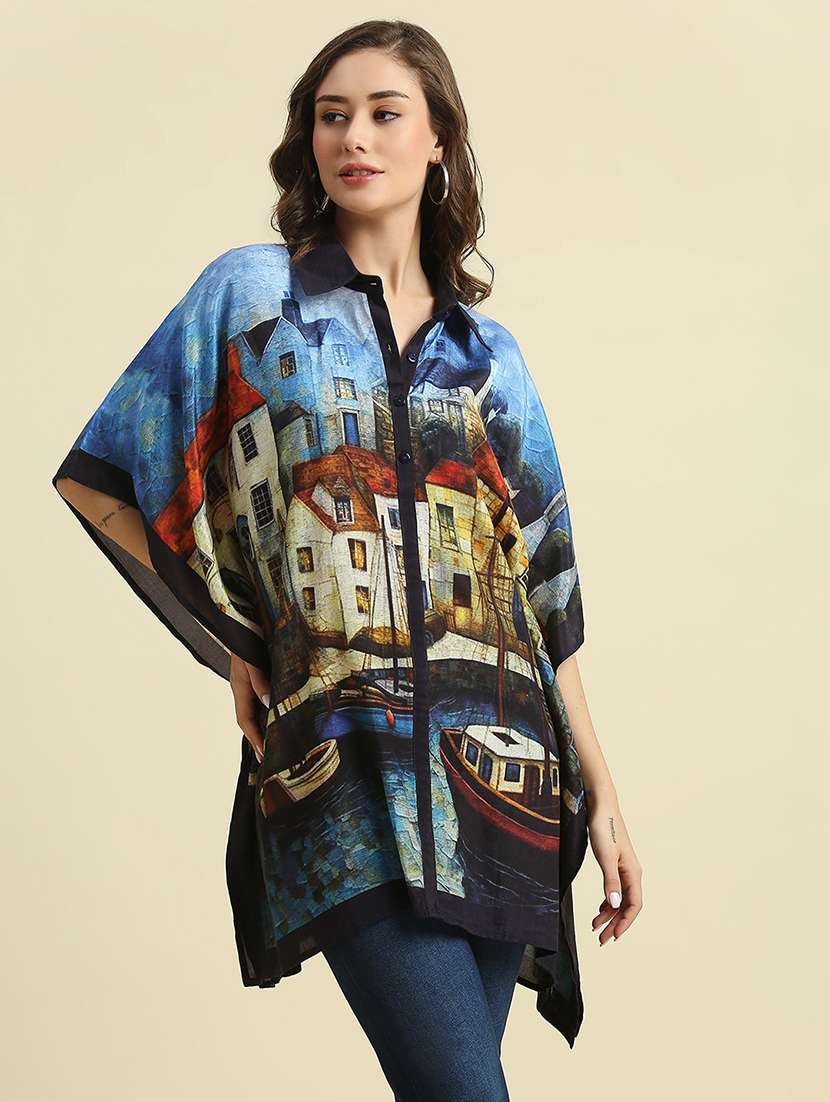 women multi color printed kaftan tops - 21662012 - Standard Image - 1