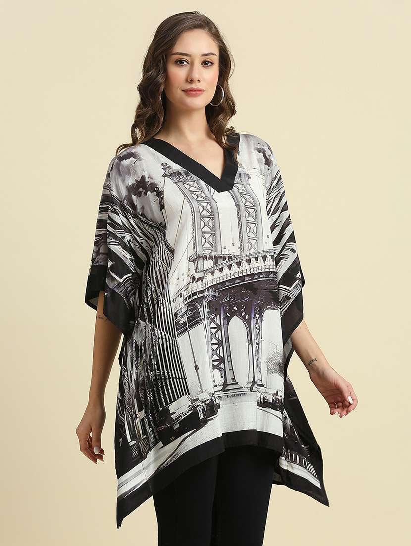women white printed kaftan tops - 21662013 -  Standard Image - 1