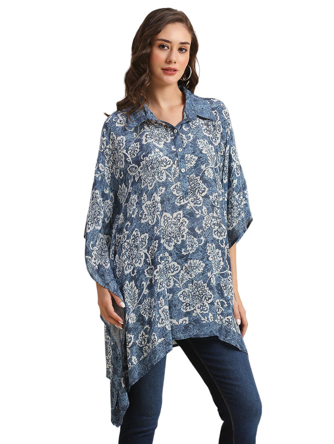 women printed relaxed fit kaftan tunic - 21662015 - Standard Image - 1