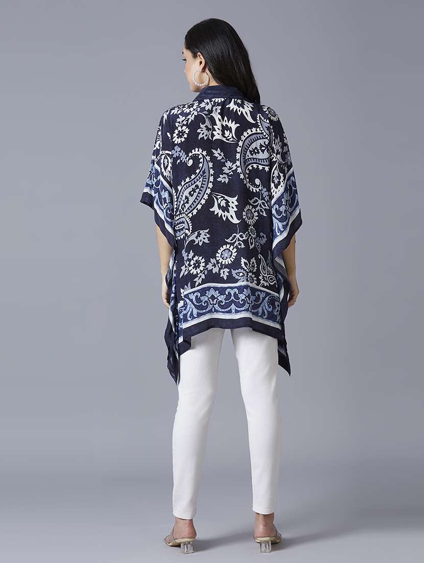 women navy blue printed kaftan tops - 21662019 -  Standard Image - 4