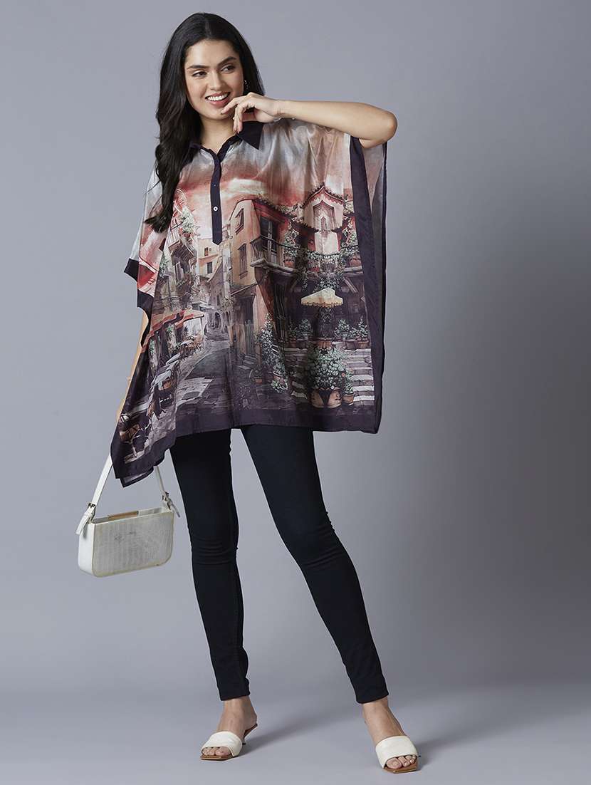 women peach printed kaftan tops - 21662020 -  Standard Image - 4