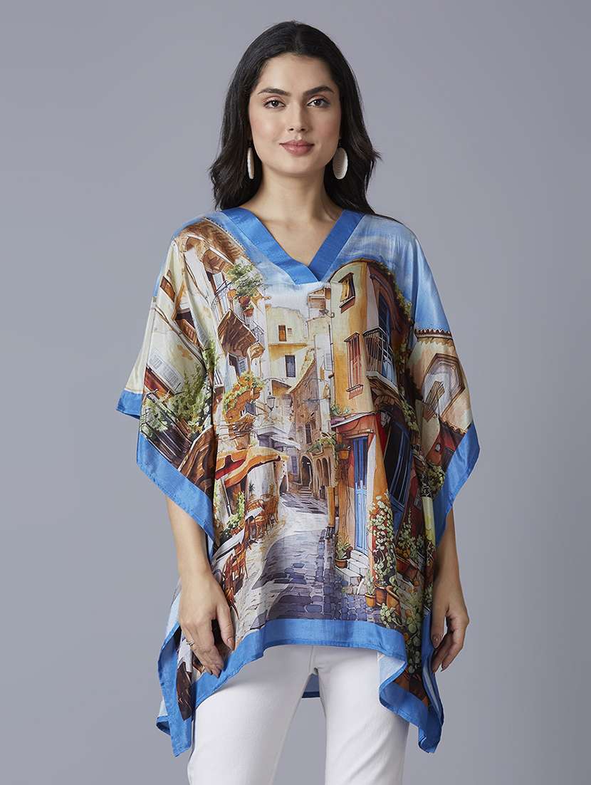 women printed relaxed fit kaftan tunic