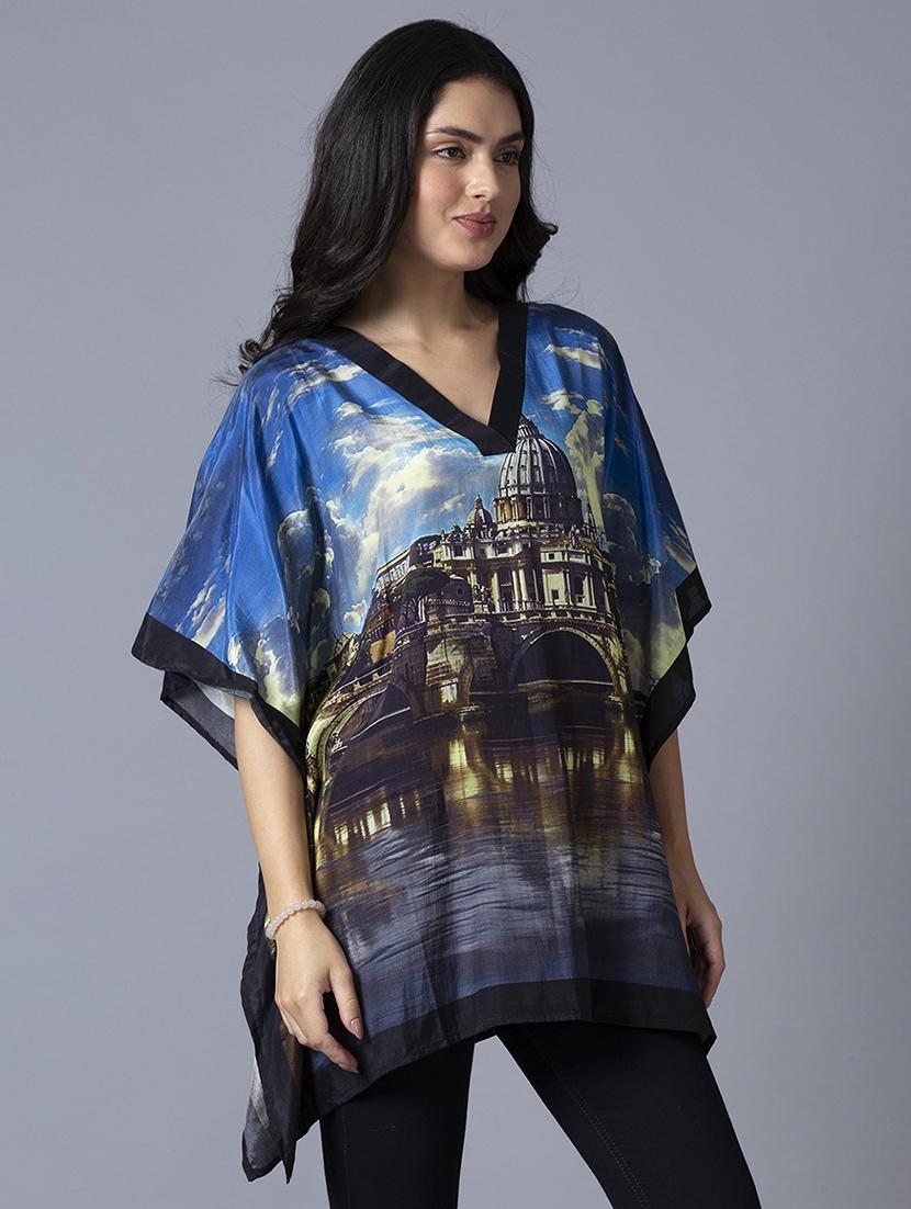 women printed relaxed fit kaftan tunic - 21662027 - Standard Image - 1