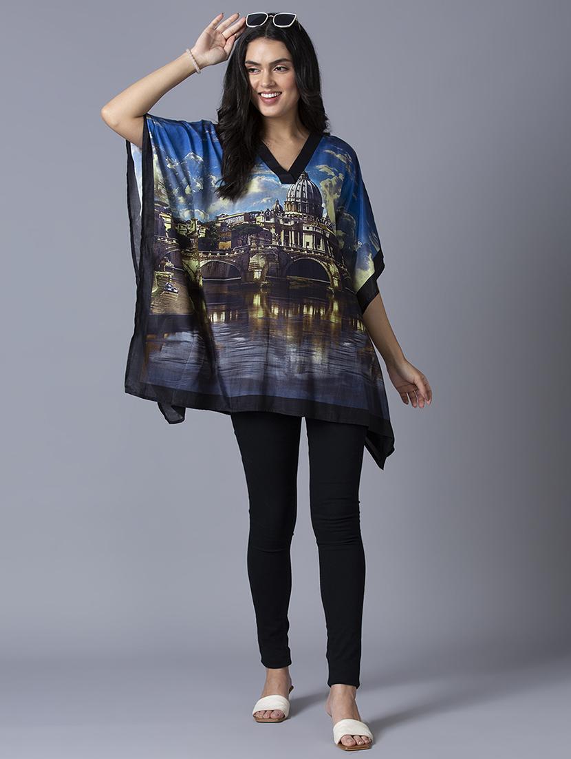 women printed relaxed fit kaftan tunic - 21662027 - Standard Image - 4