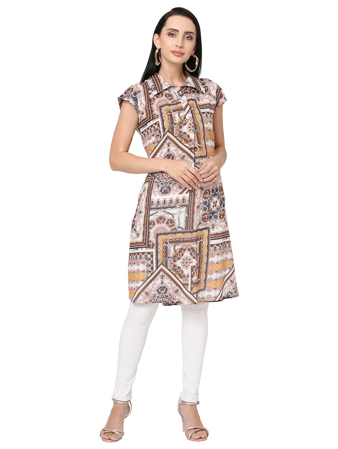 women printed short sleeve straight kurta - 21662090 -  Zoom Image - 0
