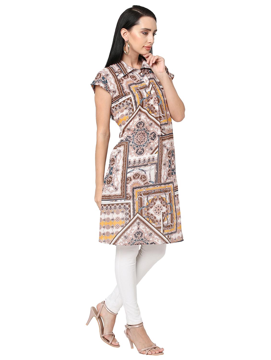 women printed short sleeve straight kurta - 21662090 -  Standard Image - 1