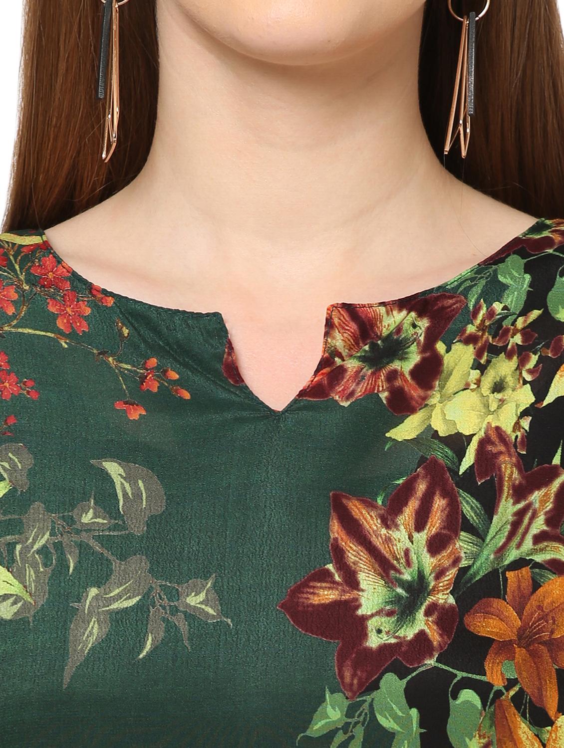 women floral three quarter sleeve straight kurta - 21662093 - Standard Image - 6