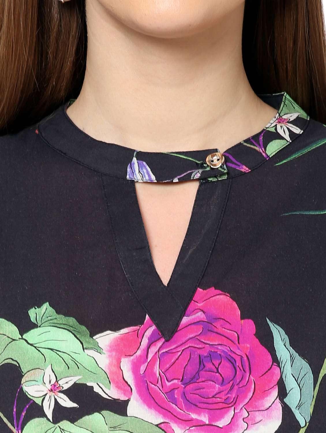 women floral three quarter sleeve straight kurta - 21662097 - Standard Image - 6
