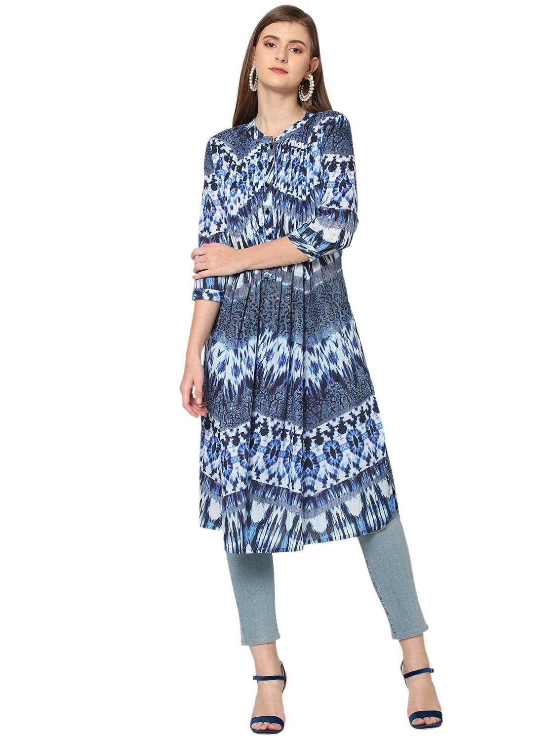 women printed three quarter sleeve a-line kurta - 21662100 - Zoom Image - 0