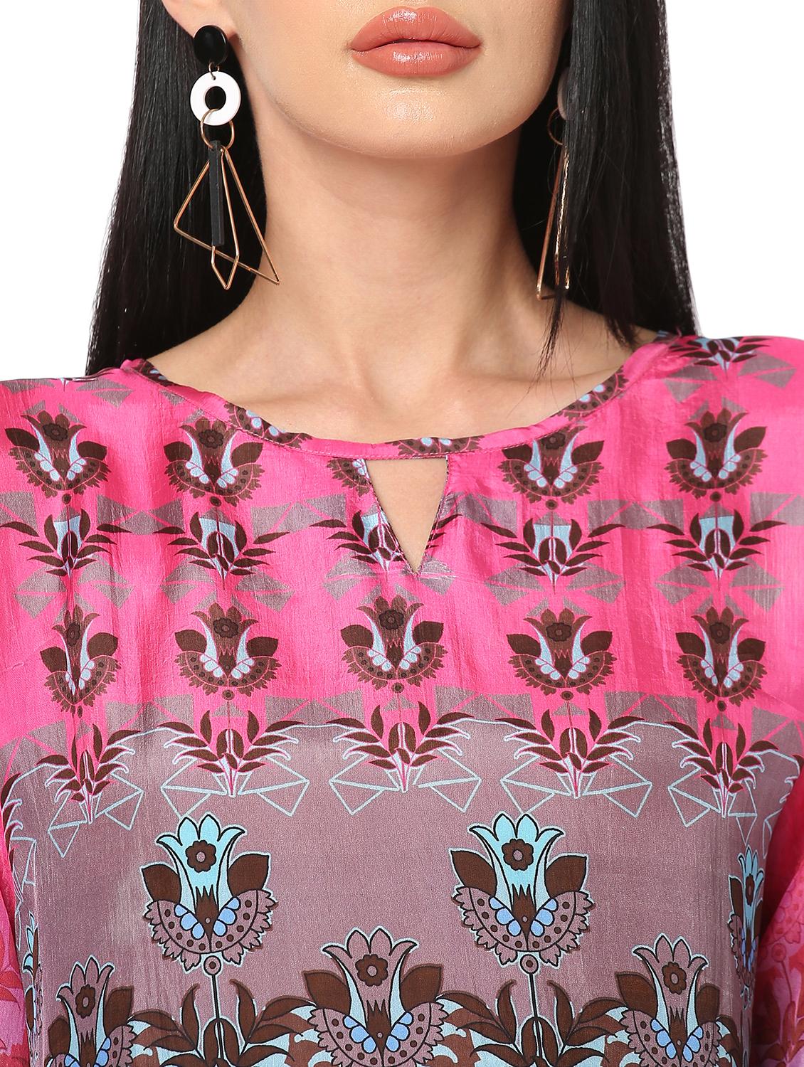 women floral three quarter sleeve straight kurta - 21662104 - Standard Image - 6
