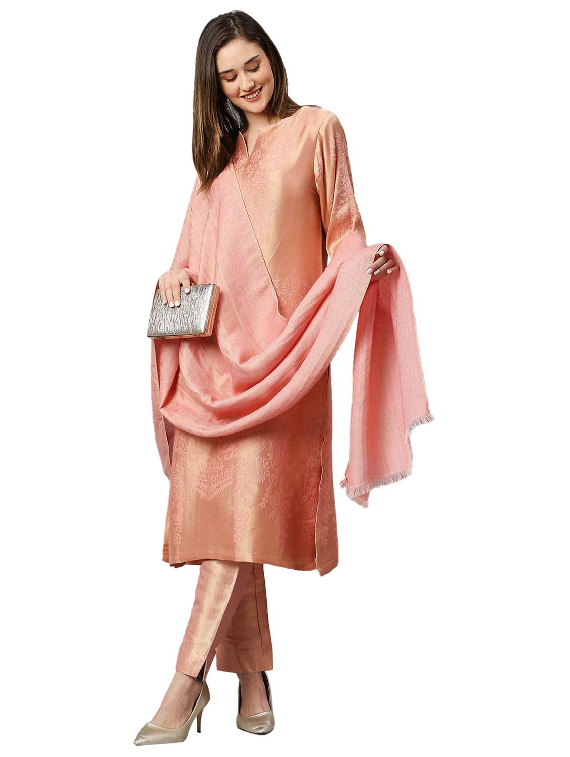 women three quarter sleeve kurta pant with dupatta set - 21662127 -  Standard Image - 4
