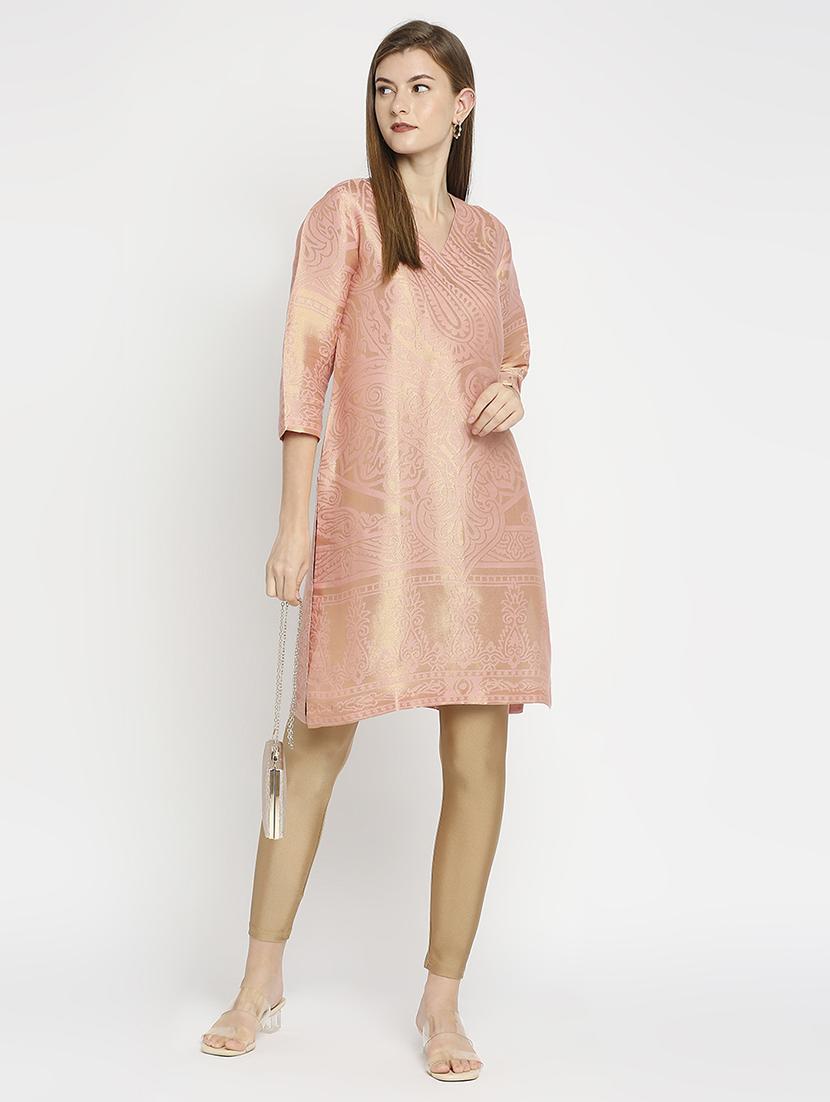women self design three quarter sleeve staright kurta - 21662130 - Standard Image - 4
