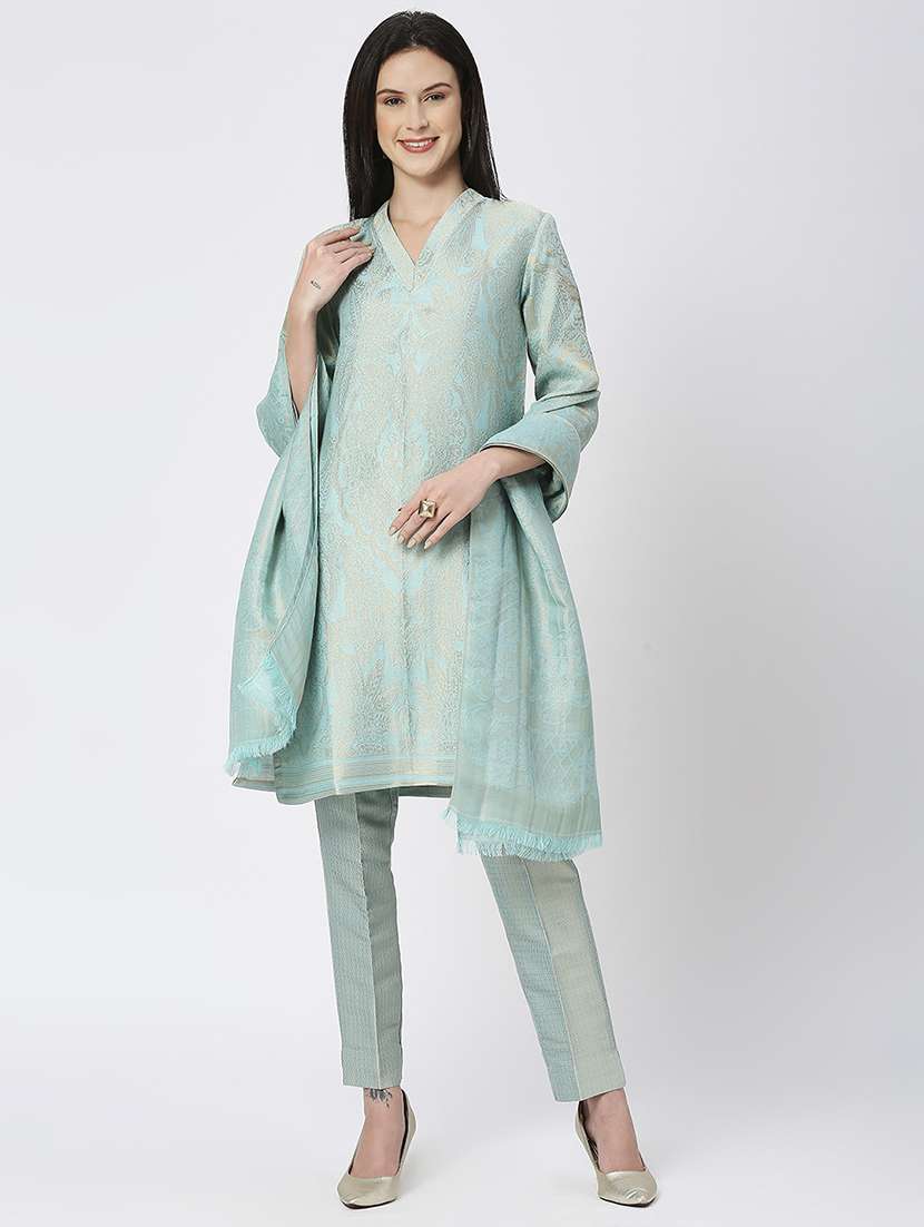 women three quarter sleeve kurta pant with dupatta set - 21662139 - Zoom Image - 0