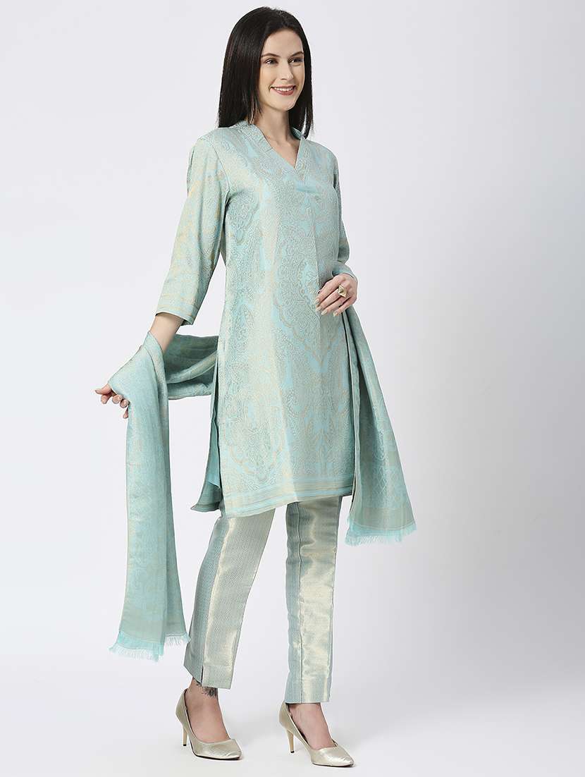 women three quarter sleeve kurta pant with dupatta set - 21662139 - Standard Image - 1