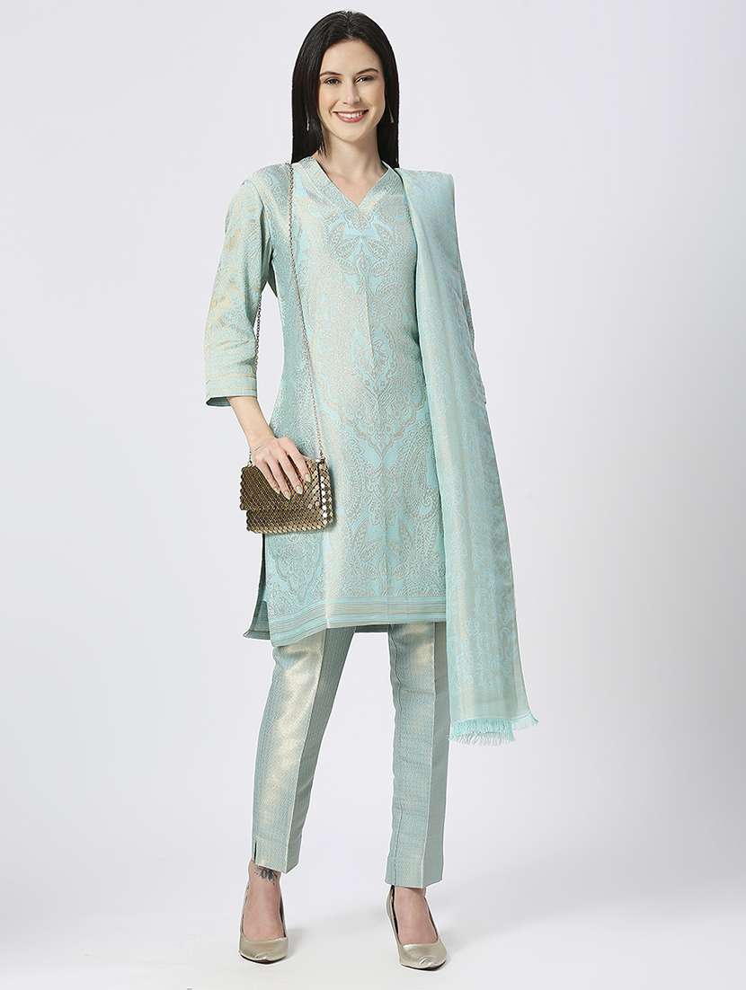 women three quarter sleeve kurta pant with dupatta set - 21662139 - Standard Image - 4