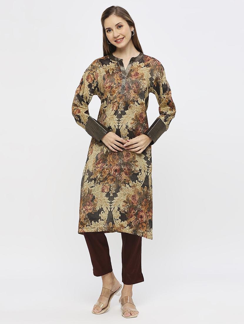 women floral long sleeve straight kurta - 21662148 - Zoom Image - 0
