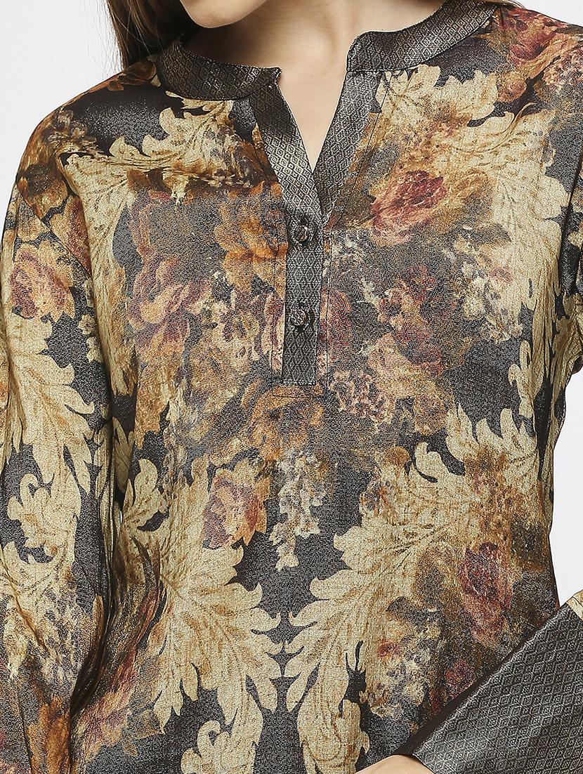 women floral long sleeve straight kurta - 21662148 - Standard Image - 6