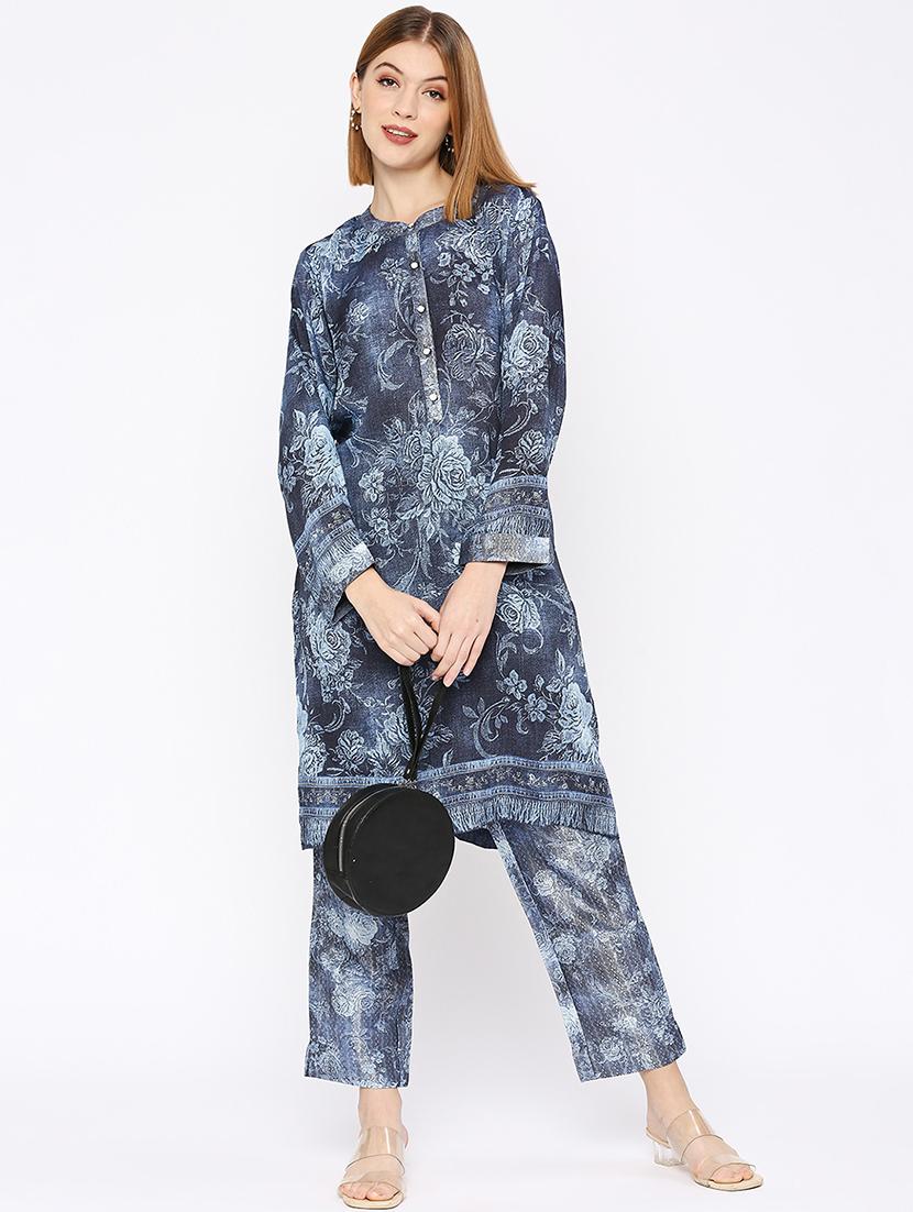 women floral long sleeve straight kurta - 21662165 - Standard Image - 4
