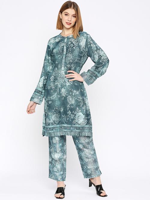 women floral long sleeve straight kurta - 21662166 - Standard Image - 0