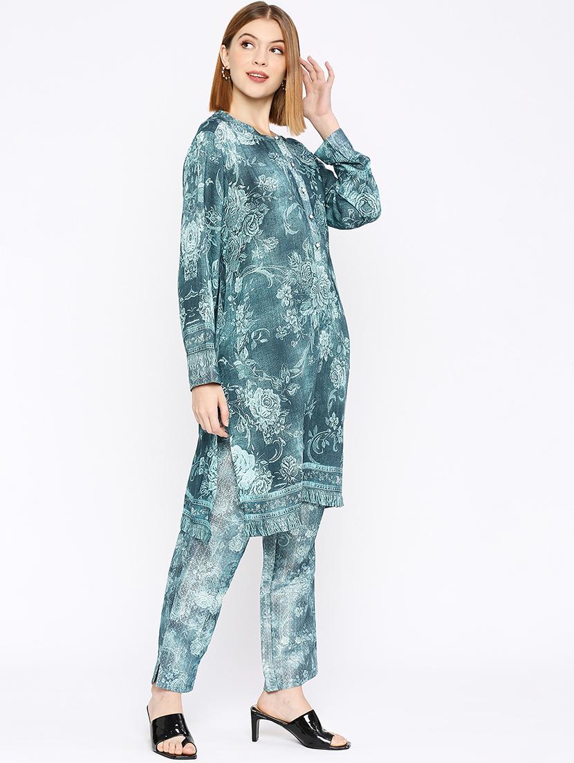women floral long sleeve straight kurta - 21662166 -  Standard Image - 1