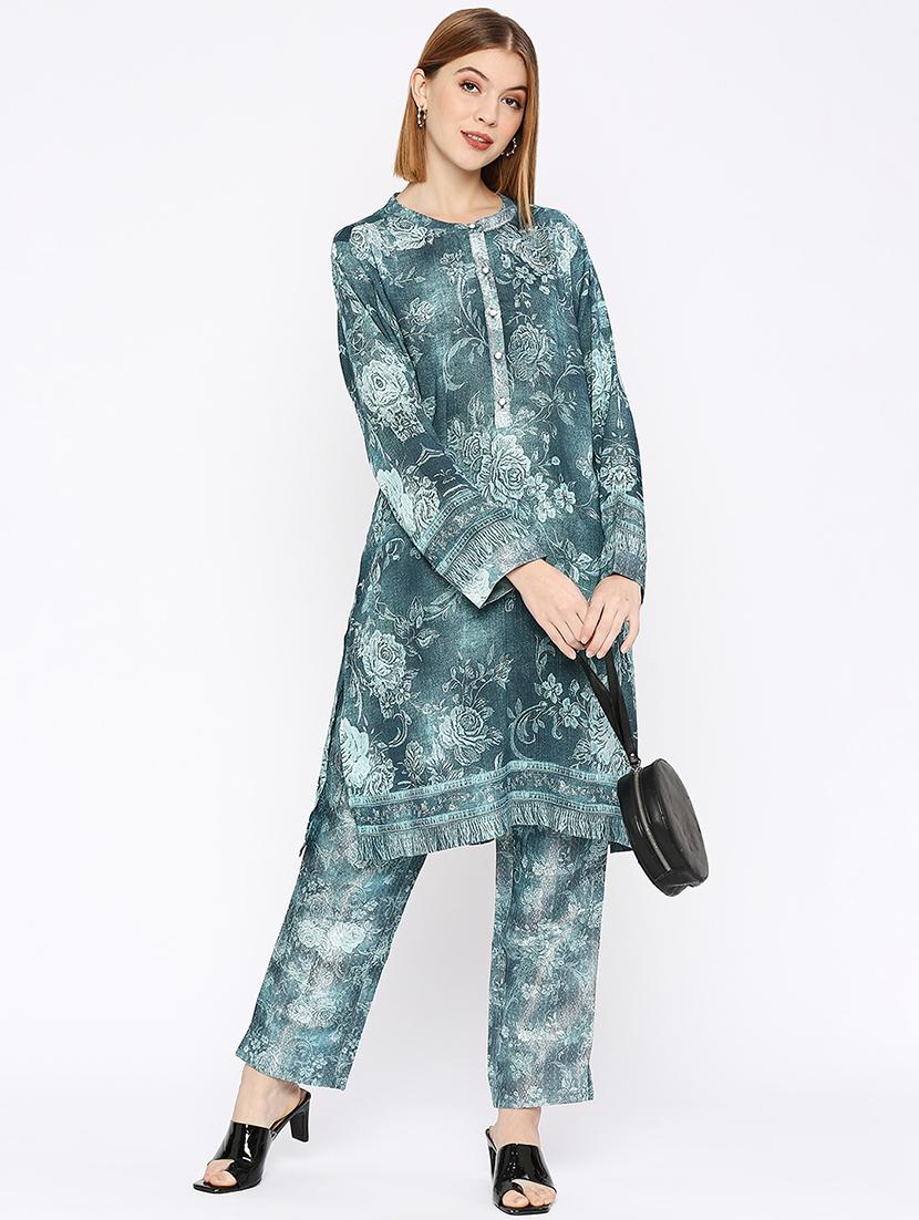 women floral long sleeve straight kurta - 21662166 - Standard Image - 4