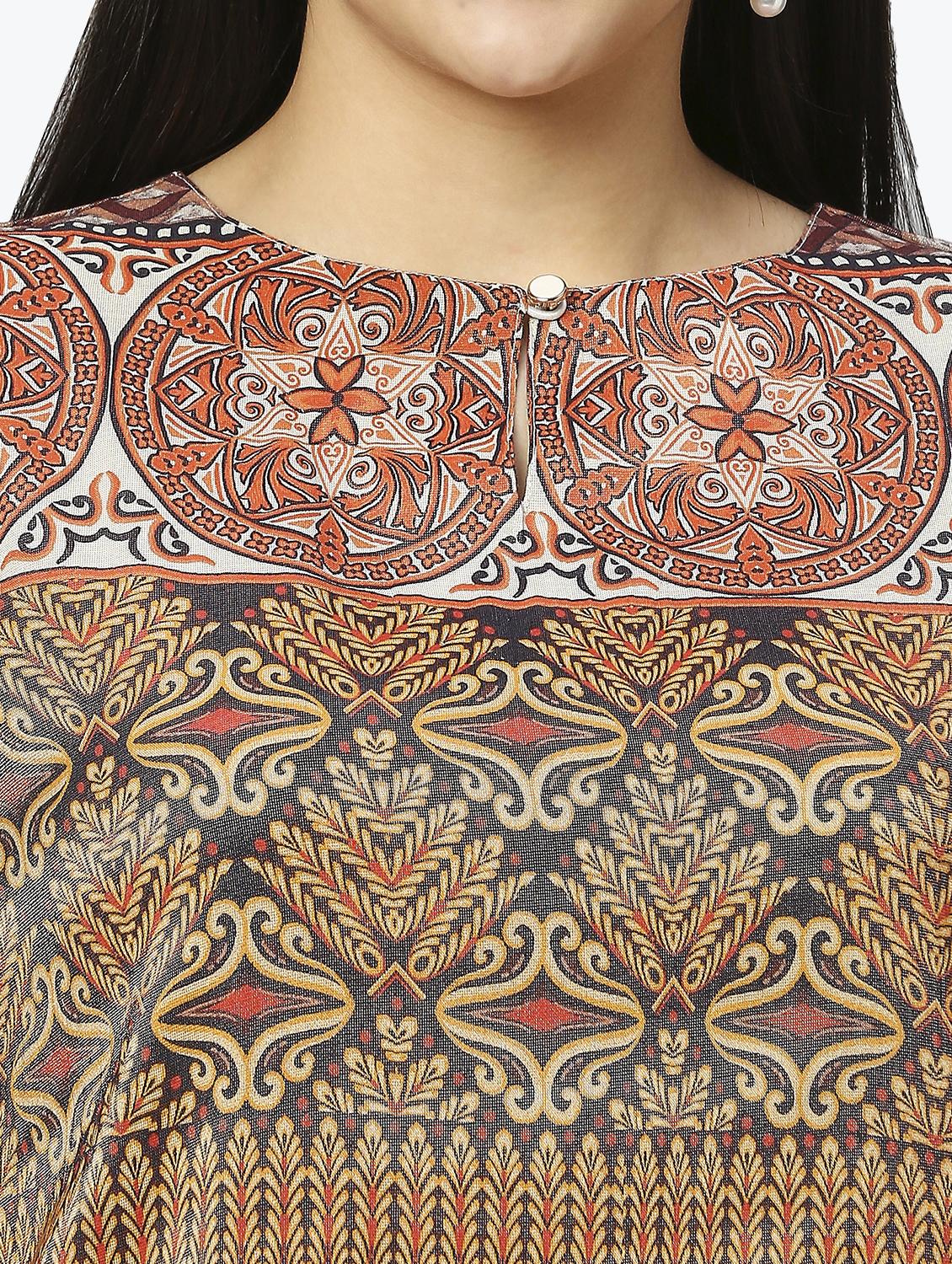 women multi color printed key hole neck straight kurta - 21662173 - Standard Image - 6