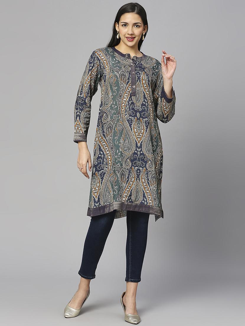 women paisley long sleeve straight kurta - 21662175 -  Zoom Image - 0