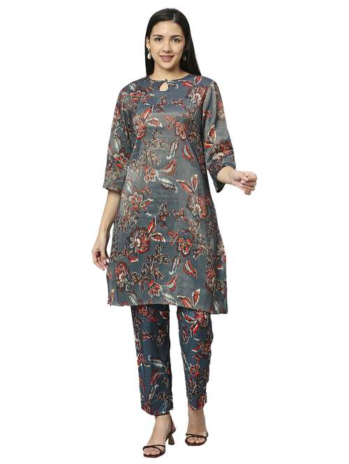 women floral key hole neck straight kurta - 21662181 -  Standard Image - 0