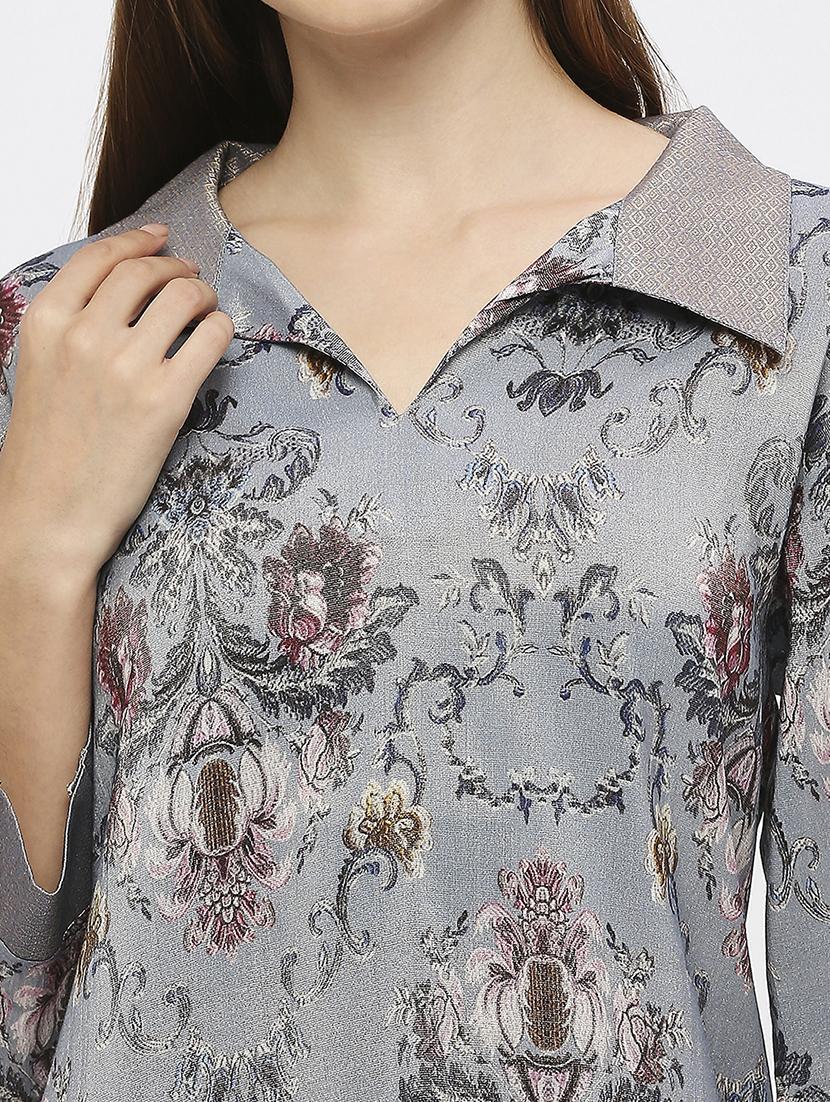 women floral three quarter sleeve straight kurta - 21662183 - Standard Image - 6