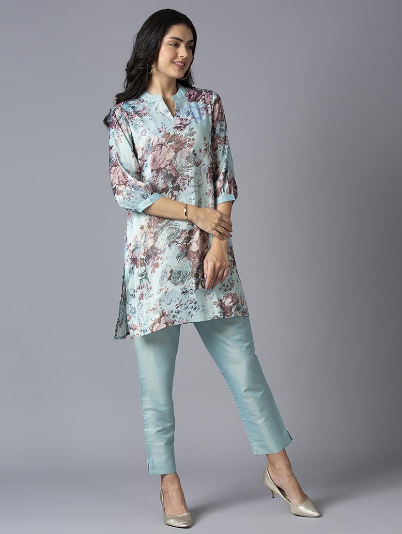 women floral mandarin neck straight kurta - 21662198 -  Standard Image - 1