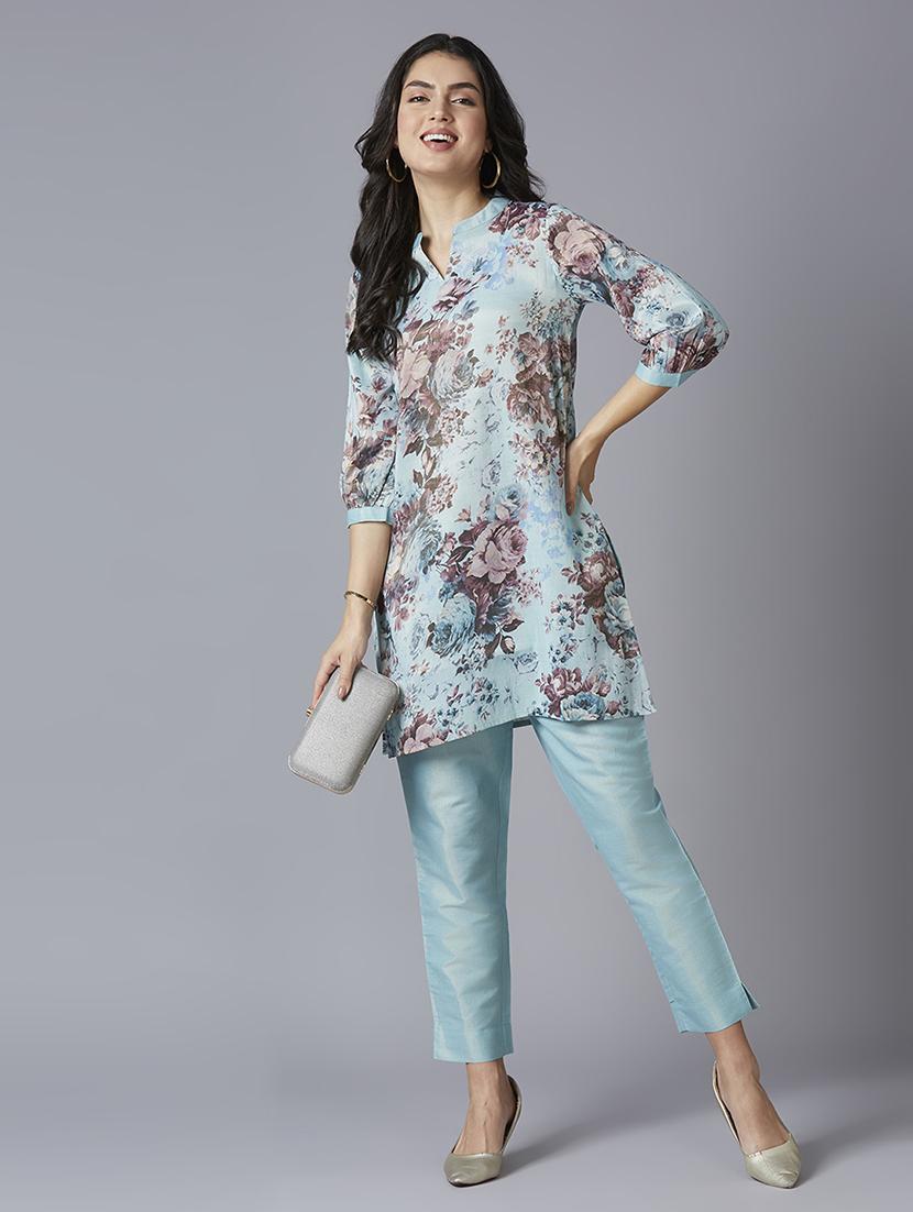 women floral mandarin neck straight kurta - 21662198 - Standard Image - 4