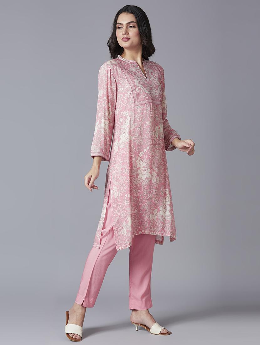 women floral long sleeve straight kurta - 21662200 -  Standard Image - 1