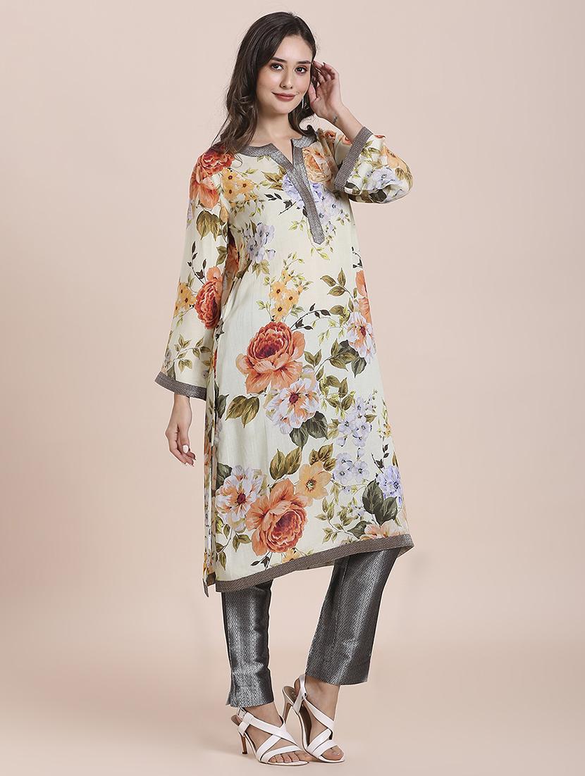 women floral long sleeve a-line kurta - 21662201 -  Standard Image - 1