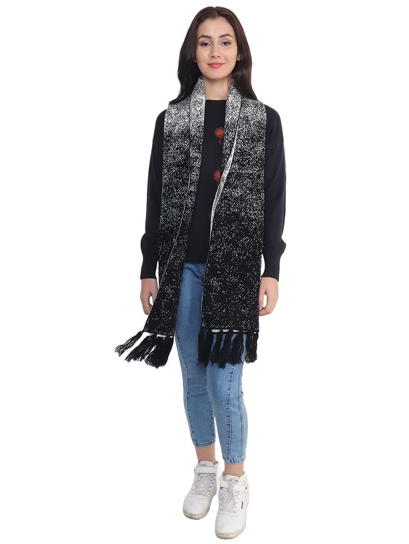 women black self design muffler - 21662240 - Standard Image - 4