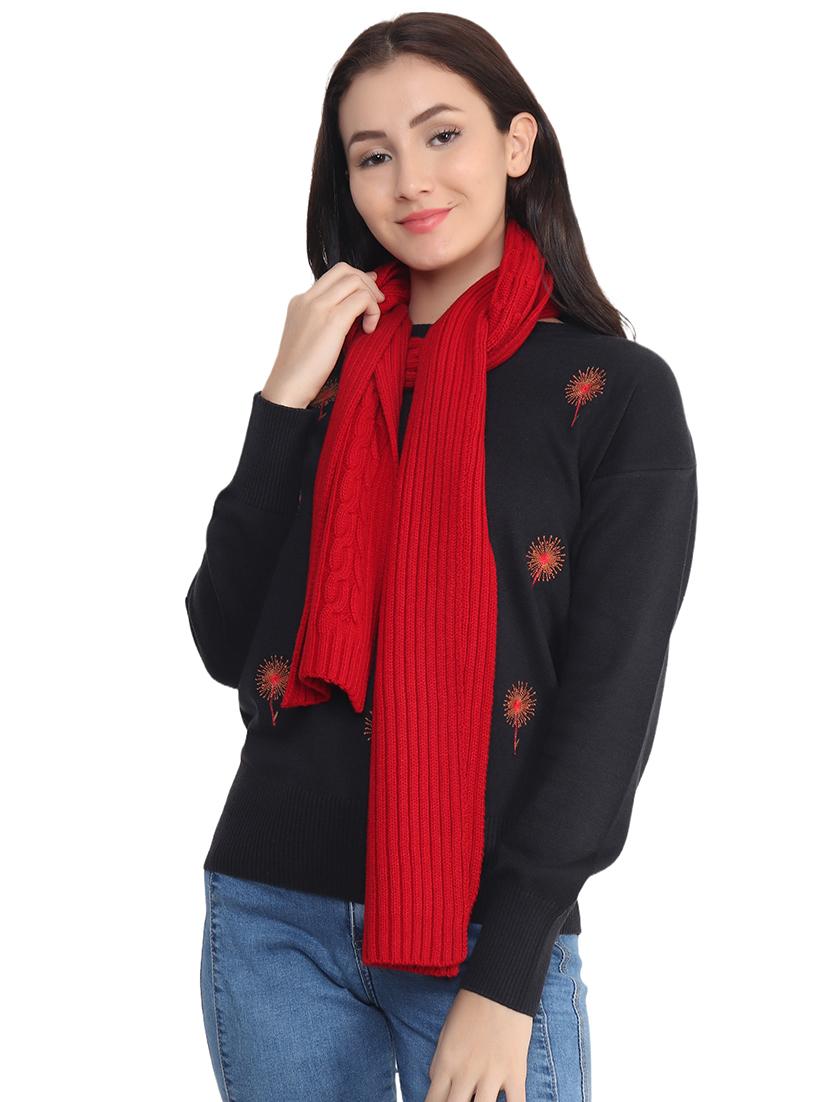 women red self design muffler - 21662241 - Standard Image - 1