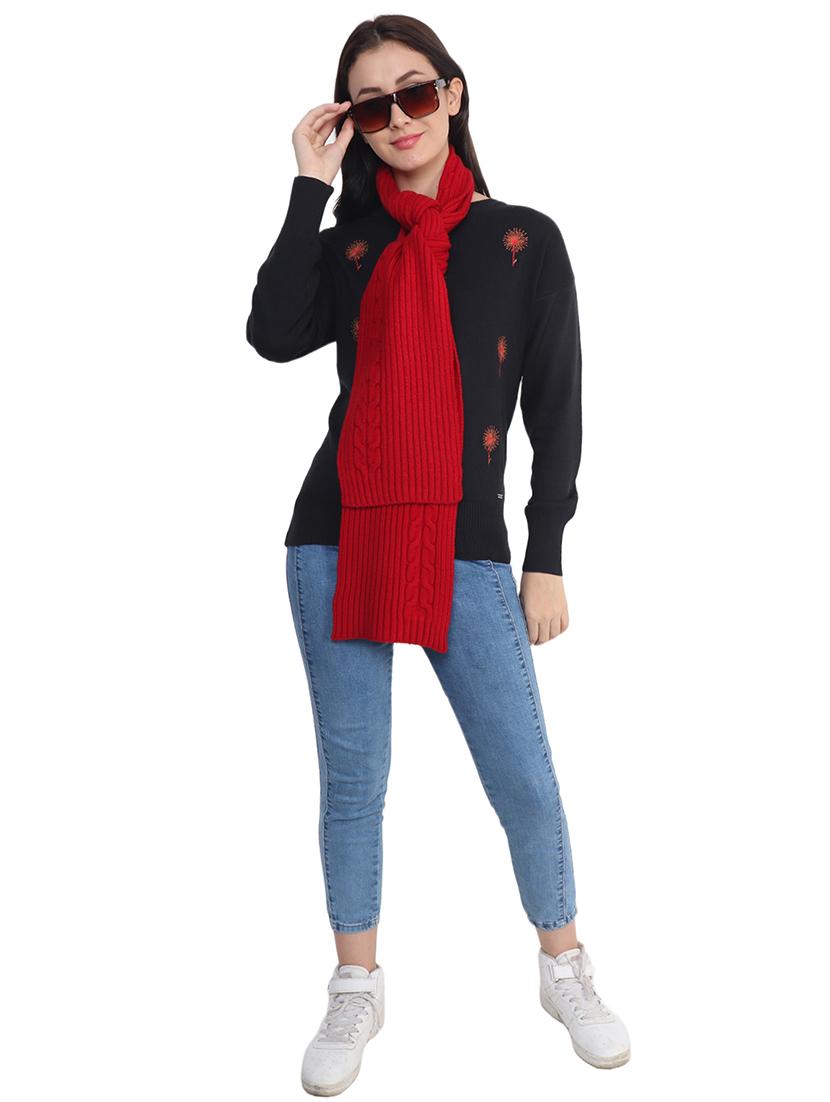 women red self design muffler - 21662241 - Standard Image - 4
