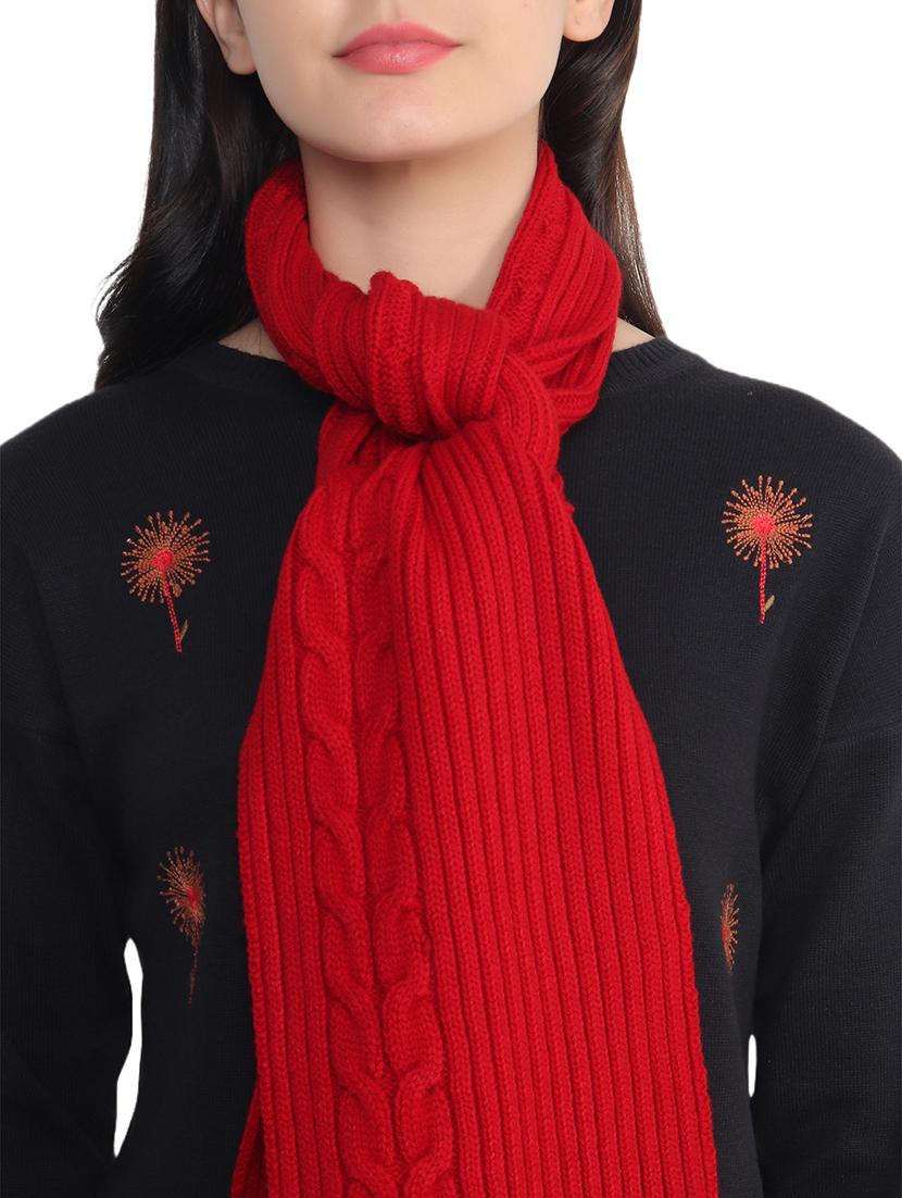 women red self design muffler - 21662241 - Standard Image - 6