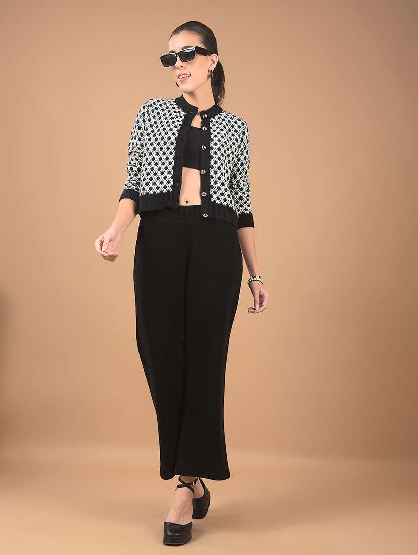 women black self design long sleeve cardigans - 21662333 -  Standard Image - 4