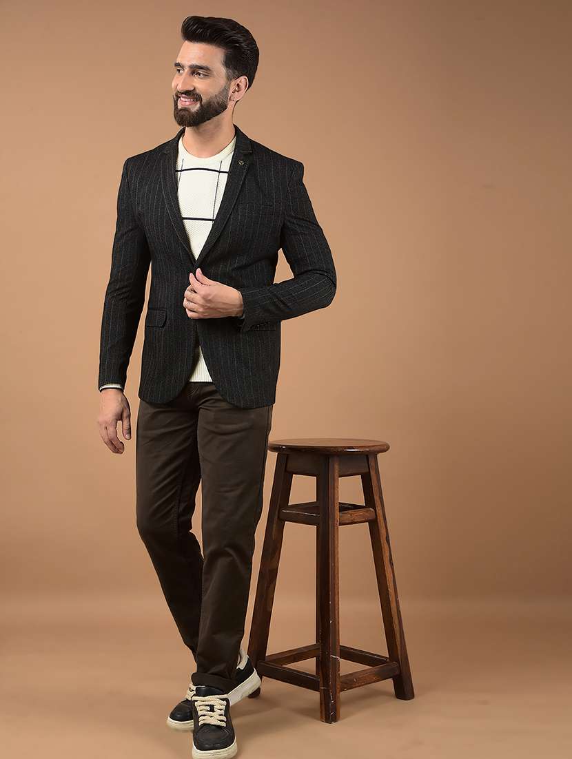 men stripes single breasted casual blazer - 21662337 -  Standard Image - 4