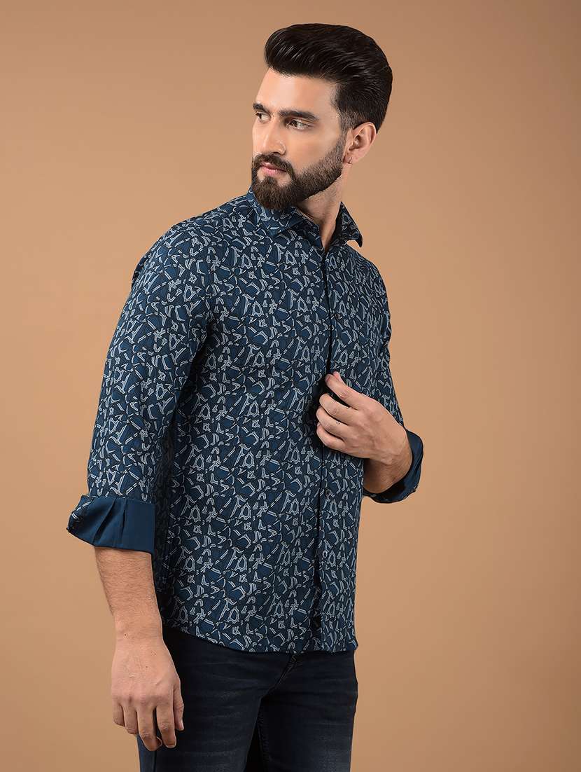 men long sleeves printed casual shirt - 21662345 -  Standard Image - 1