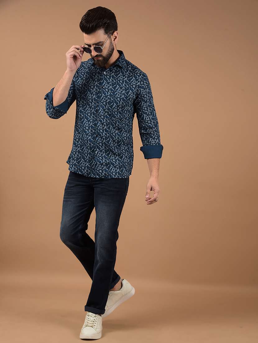 men long sleeves printed casual shirt - 21662345 -  Standard Image - 4
