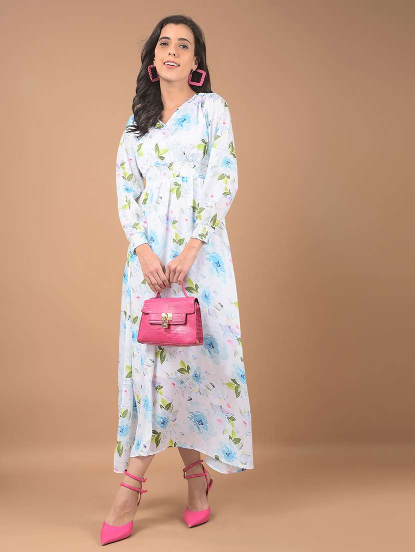 women printed puff sleeves a-line dress - 21662401 - Standard Image - 4