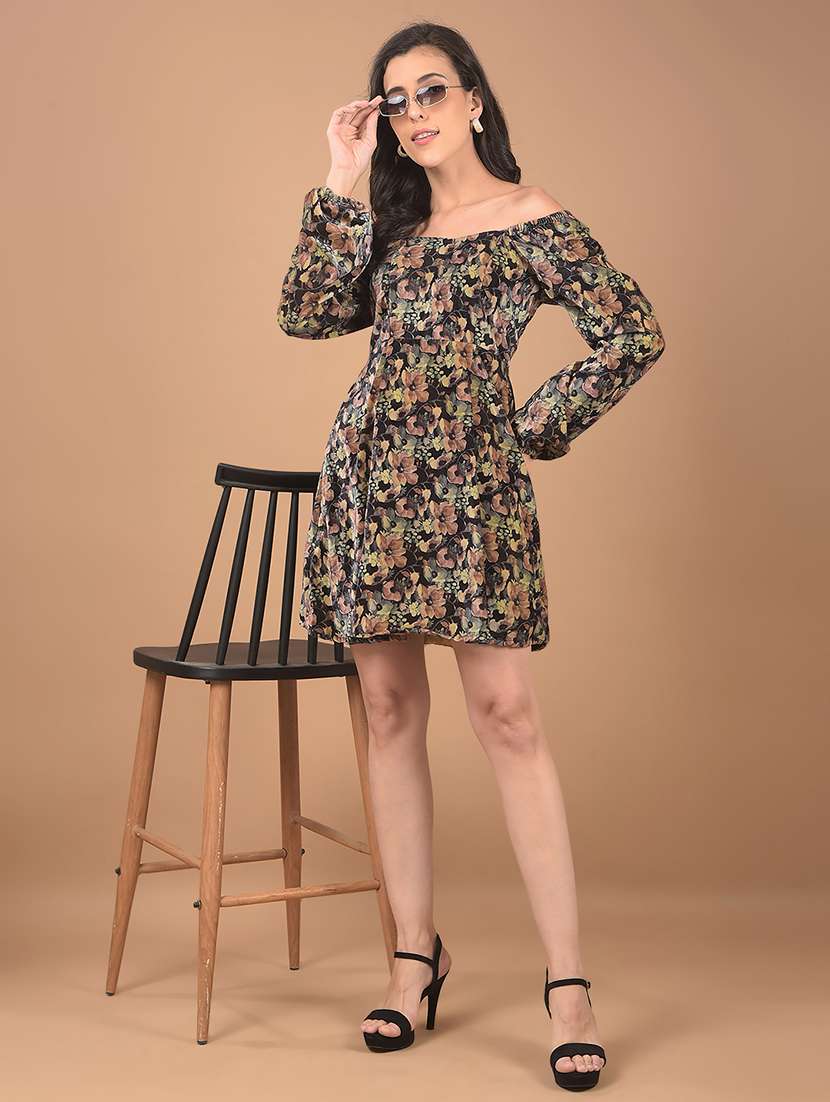 women printed puff sleeves a-line dress - 21662403 -  Standard Image - 4