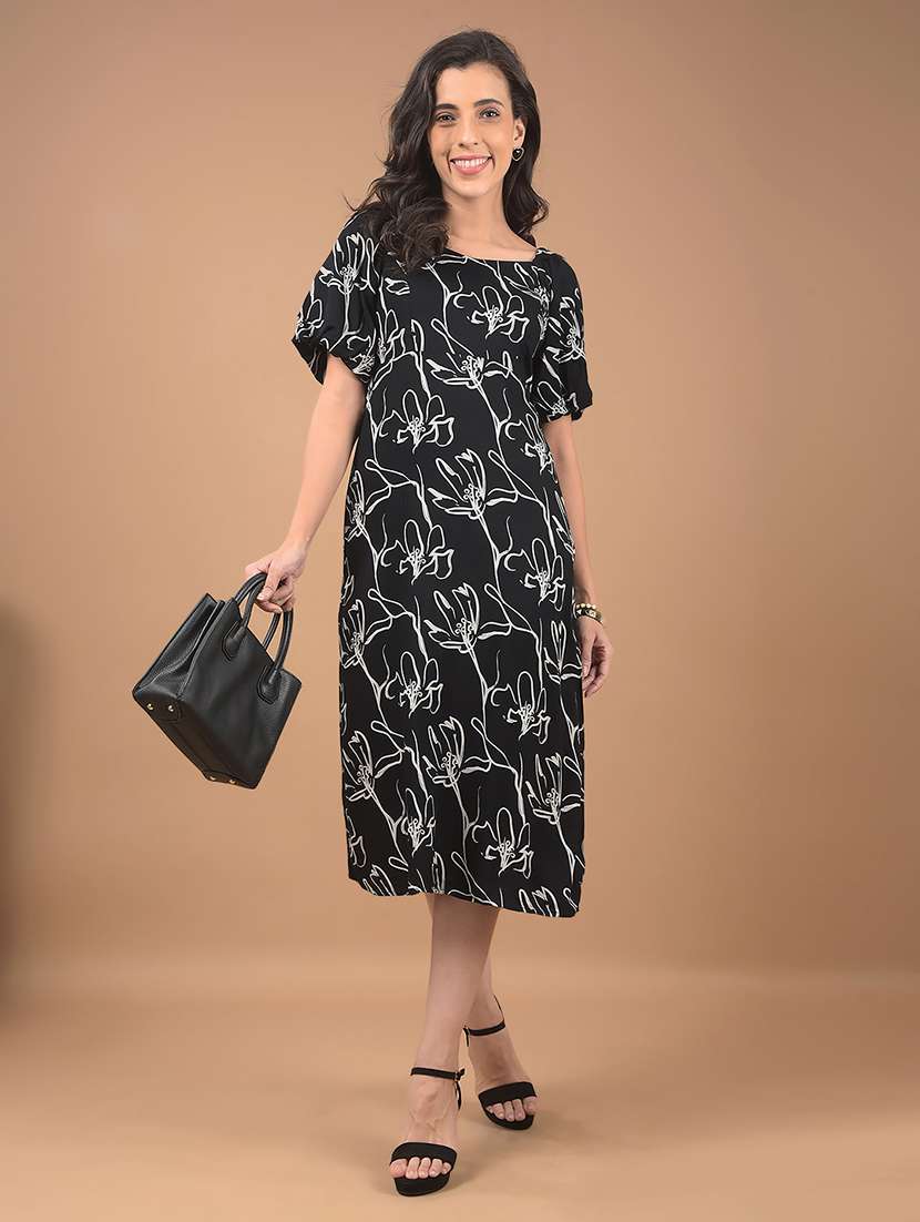 women printed puff sleeves a-line dress - 21662404 - Standard Image - 4