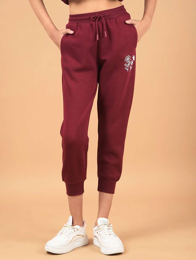 girls prnted mid rise printed jogger