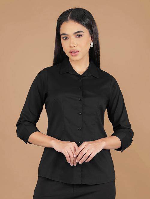 women solid collared regular shirt - 21662435 - Standard Image - 0